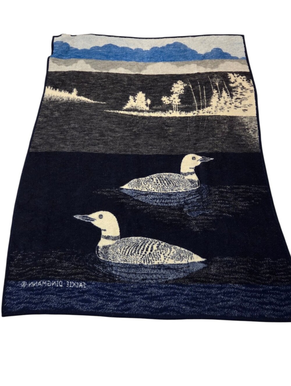 Biederlack Vintage Loons Ducks Fleece Cozy Throw Blanket 56" X 70" Reversible